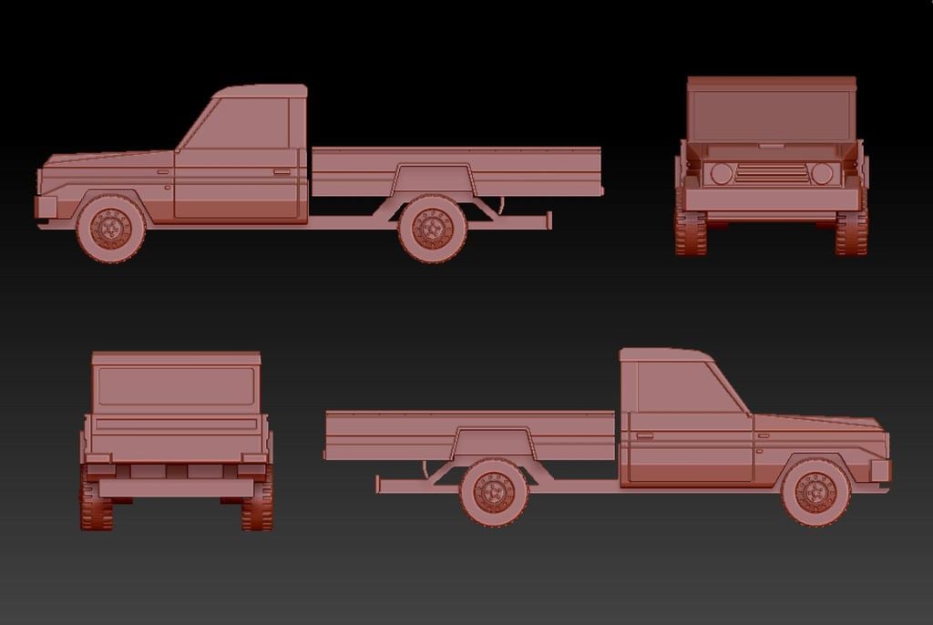 28mm  pre-supported1/56 scale "Cruiser" Technical Pickup Truck.