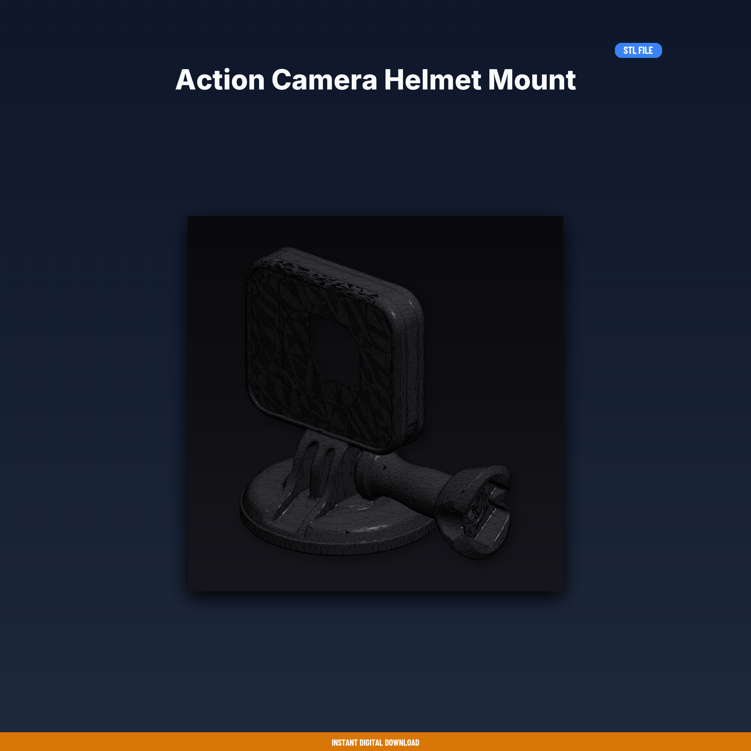 Action Camera Helmet Mount STL File for 3D Printing, Home Decor Digital Download