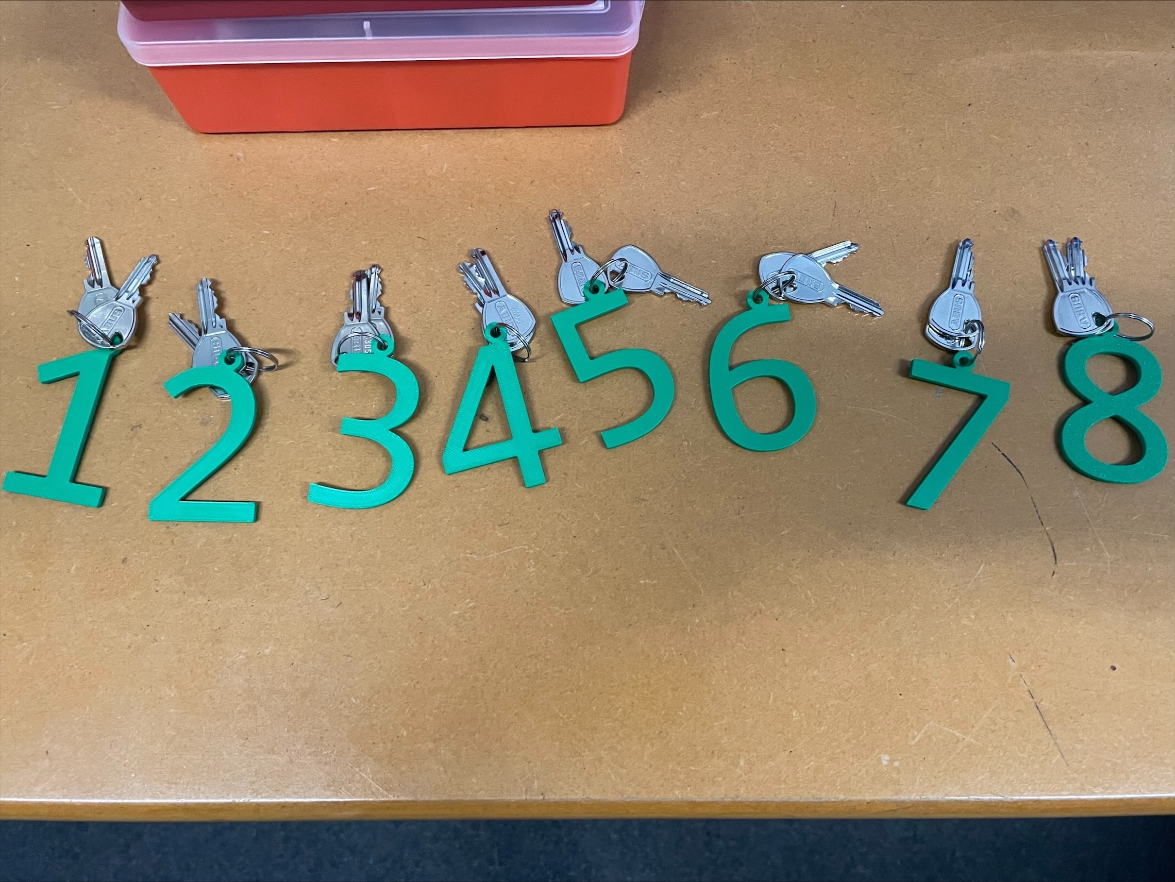 Numbered Keyrings 1-8