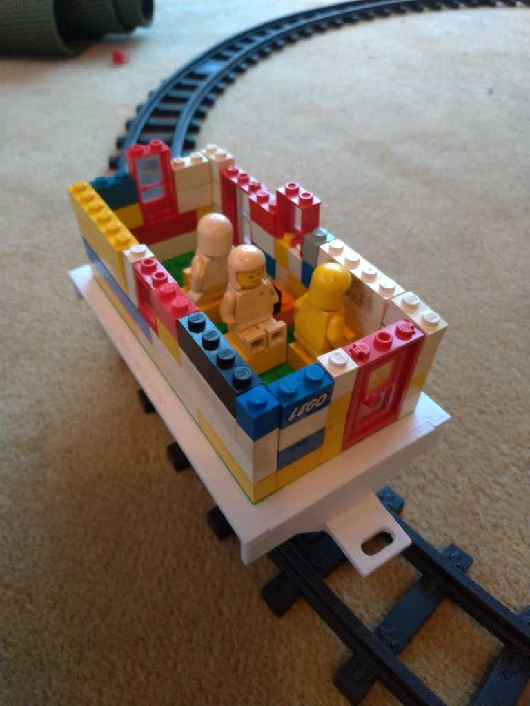 Lego wagon compatible with Tesco 0 gauge train set