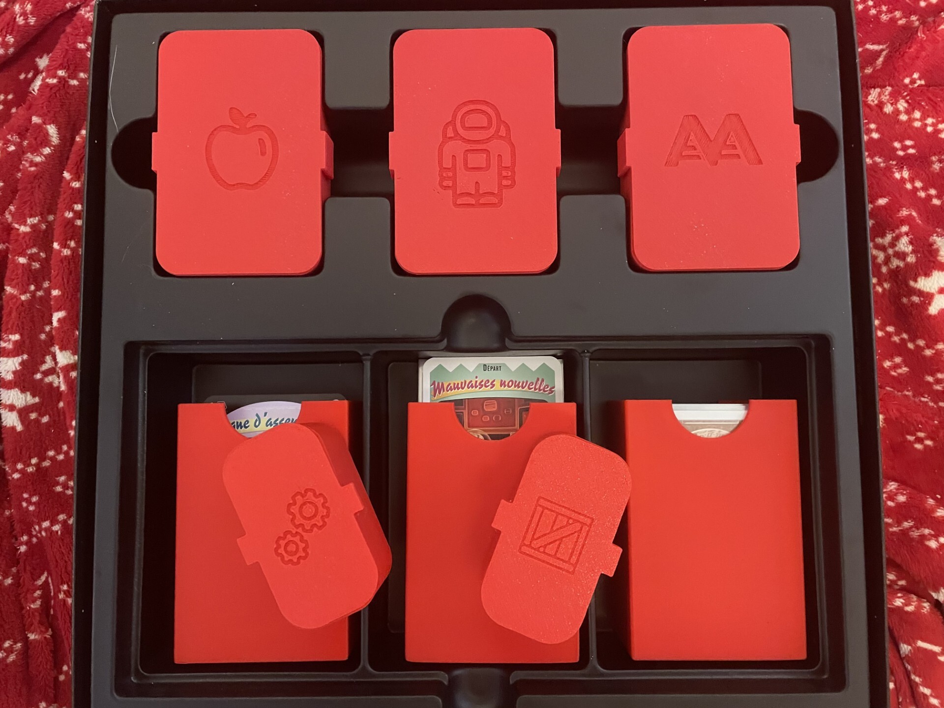 Moon Colony Bloodbath inserts - box lids modified with token symbols