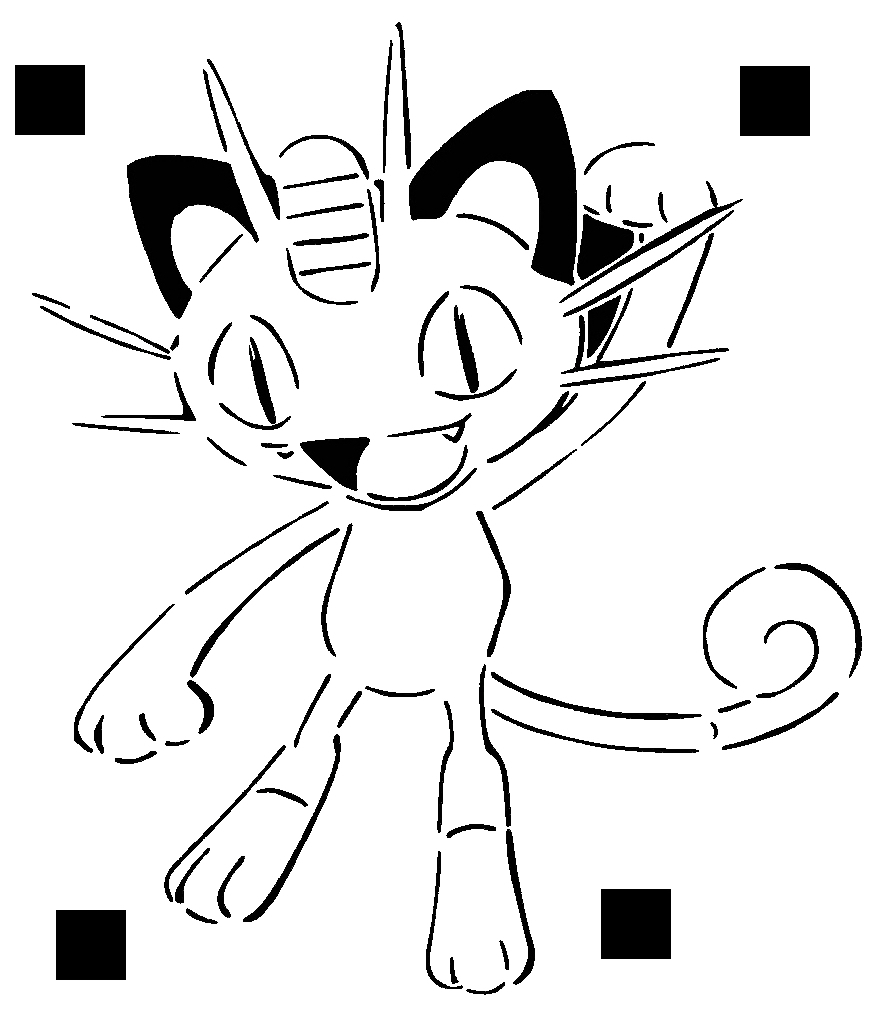 052 Meowth stencil + 2D