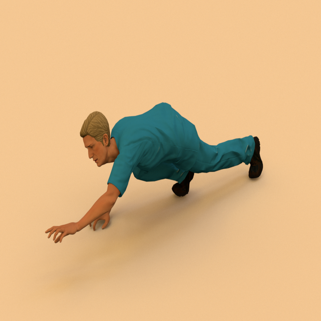 Man crawling on ground