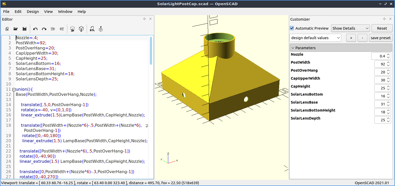 Customizable Fence Post Cap for Solar Light