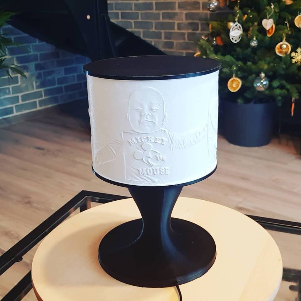 Lithophane round bedside lamp