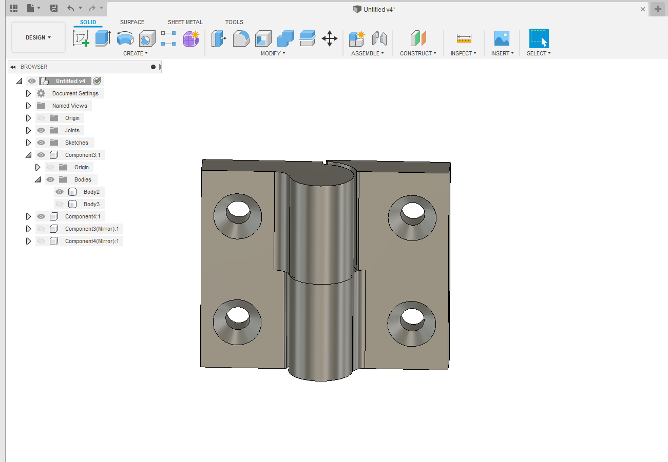 small detatchable hinge