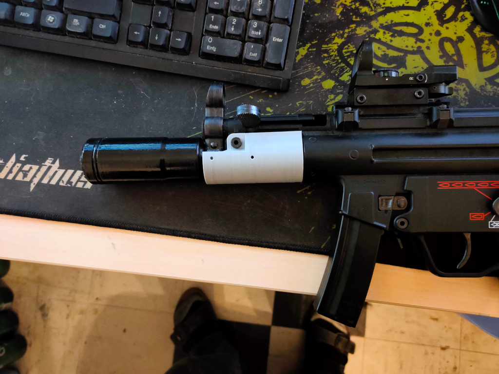 "Silencer" for TM MP5K airsoft with barrel extension