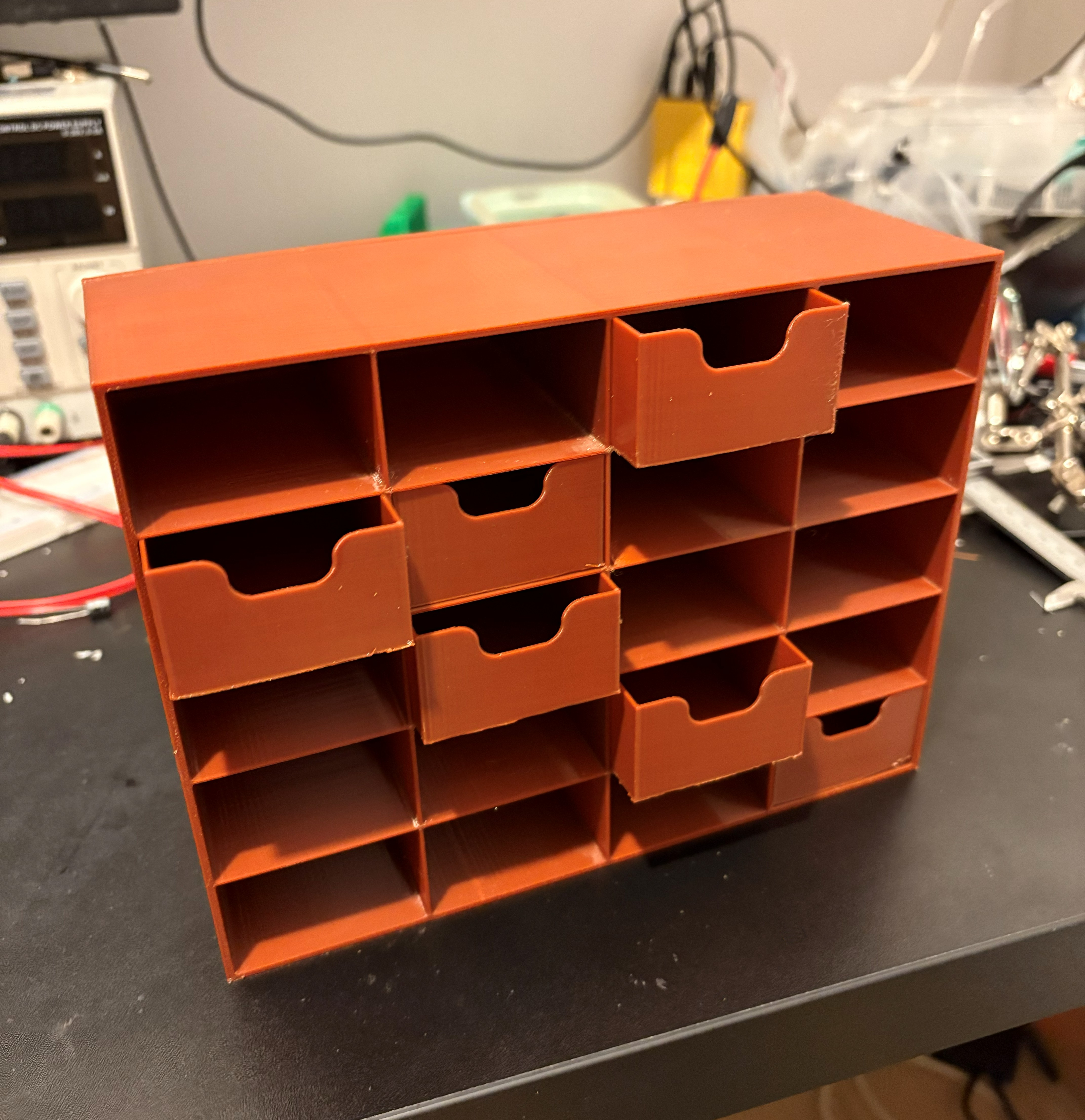 Simple electronics parts drawer organizer box
