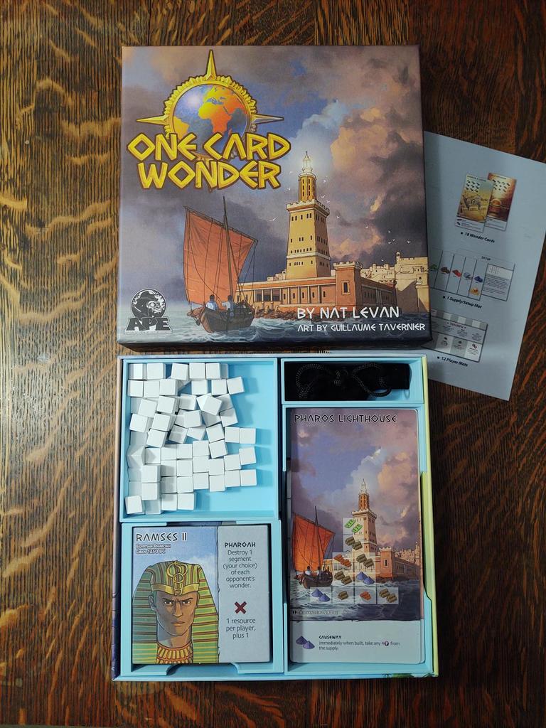 One Card Wonder board game insert and organizer