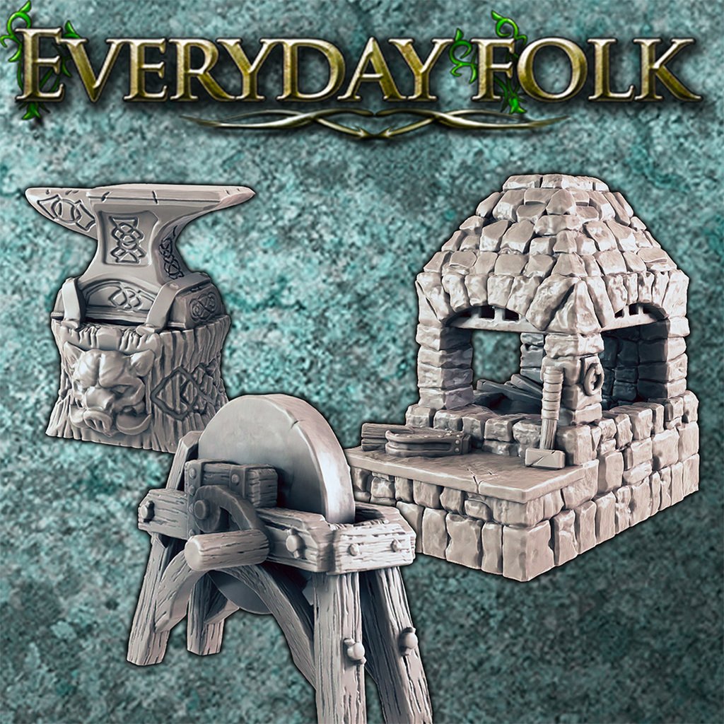 Blacksmith Forge, Anvil, and Grindstone SUPPORT FREE - EVERYDAY FOLK