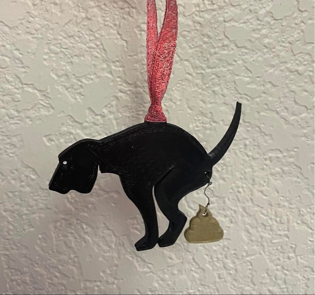 Pooping Dog Christmas Ornament