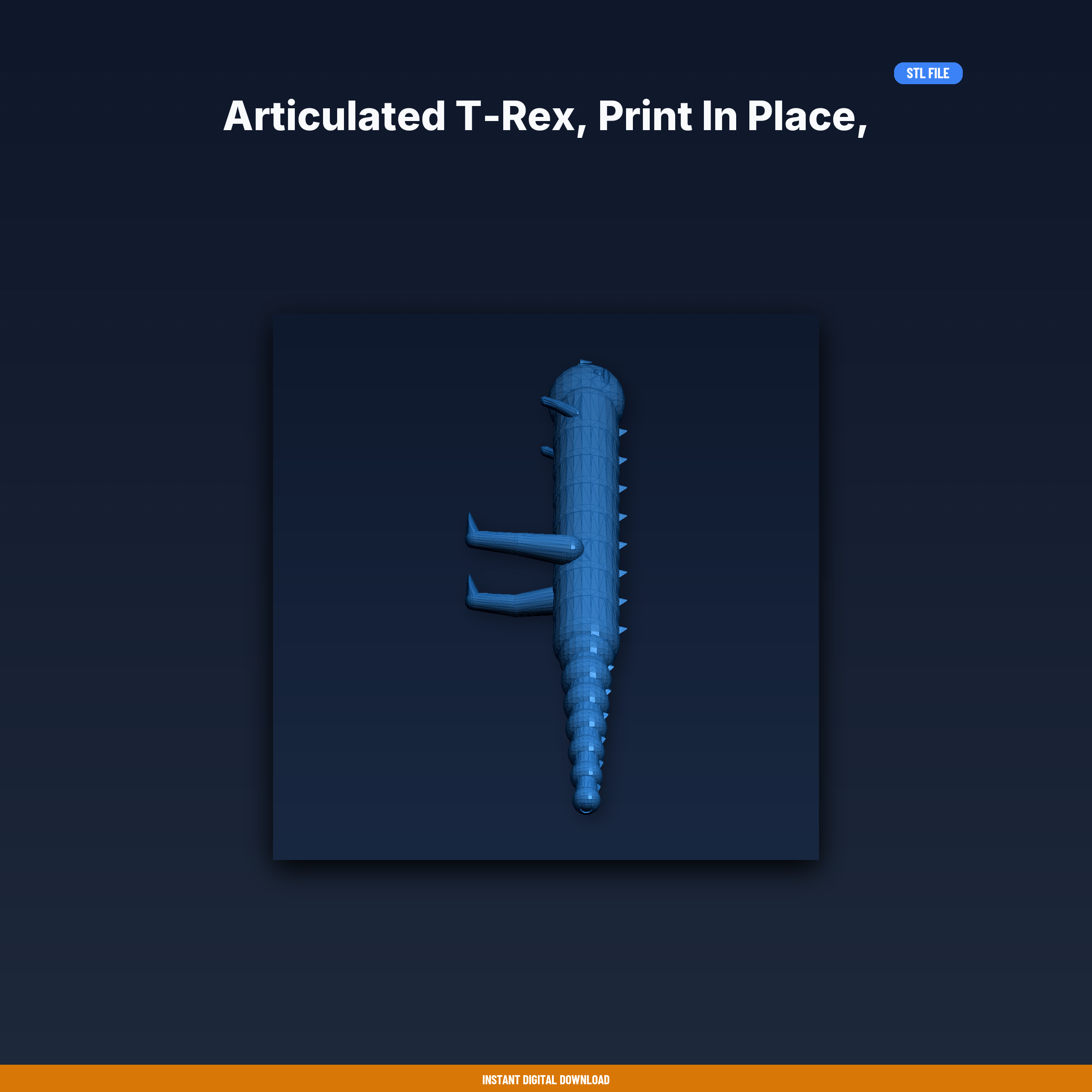 Articulated T-Rex STL File for 3D Printing, Print in Place Dinosaur Fidget Toy Digital Download