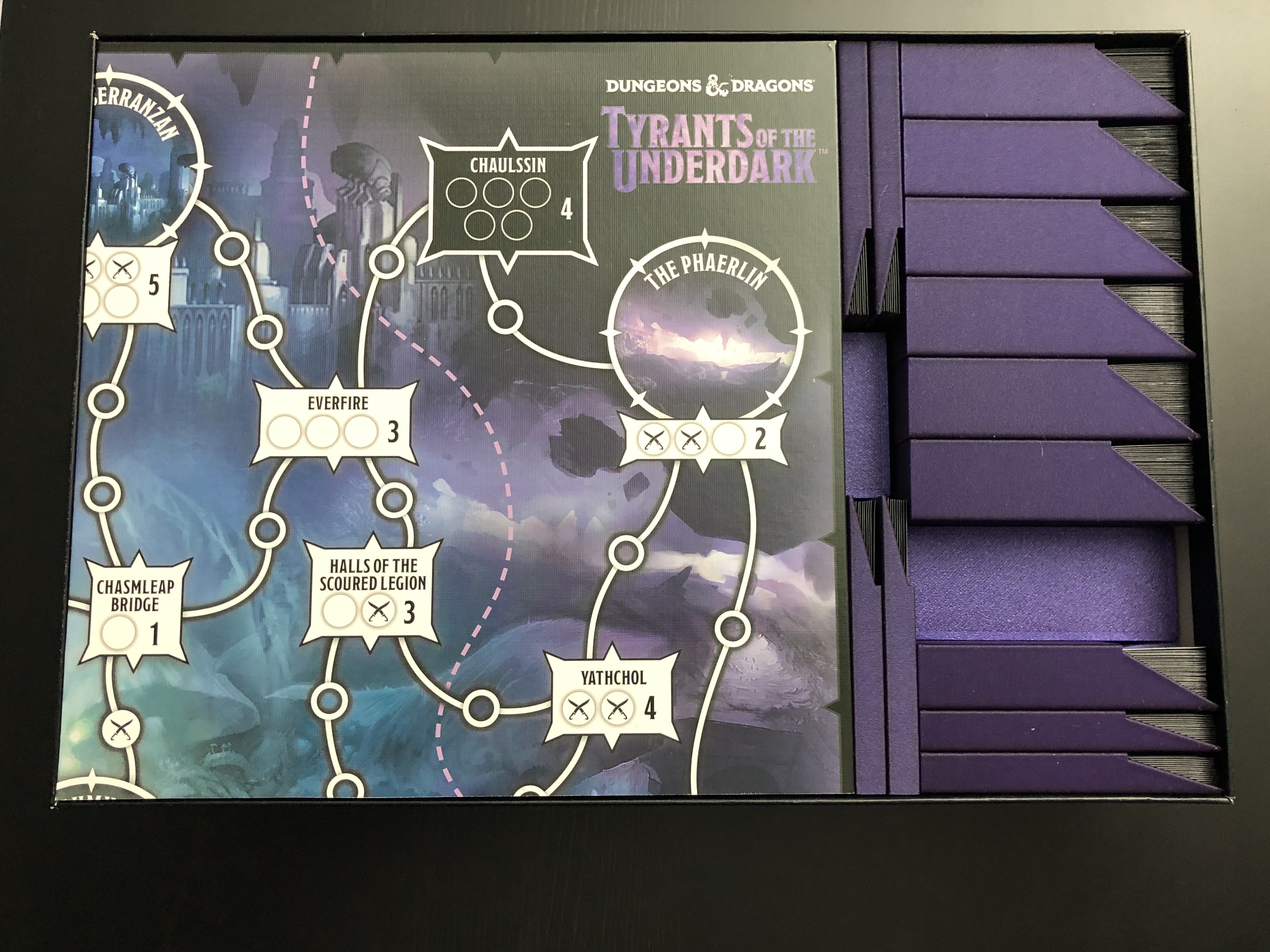 Tyrants of the Underdark first edition - insert for base game with expansion - cards are sleeved