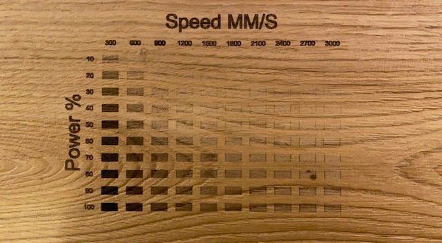 Snapmaker 2 laser Speed/Power Test