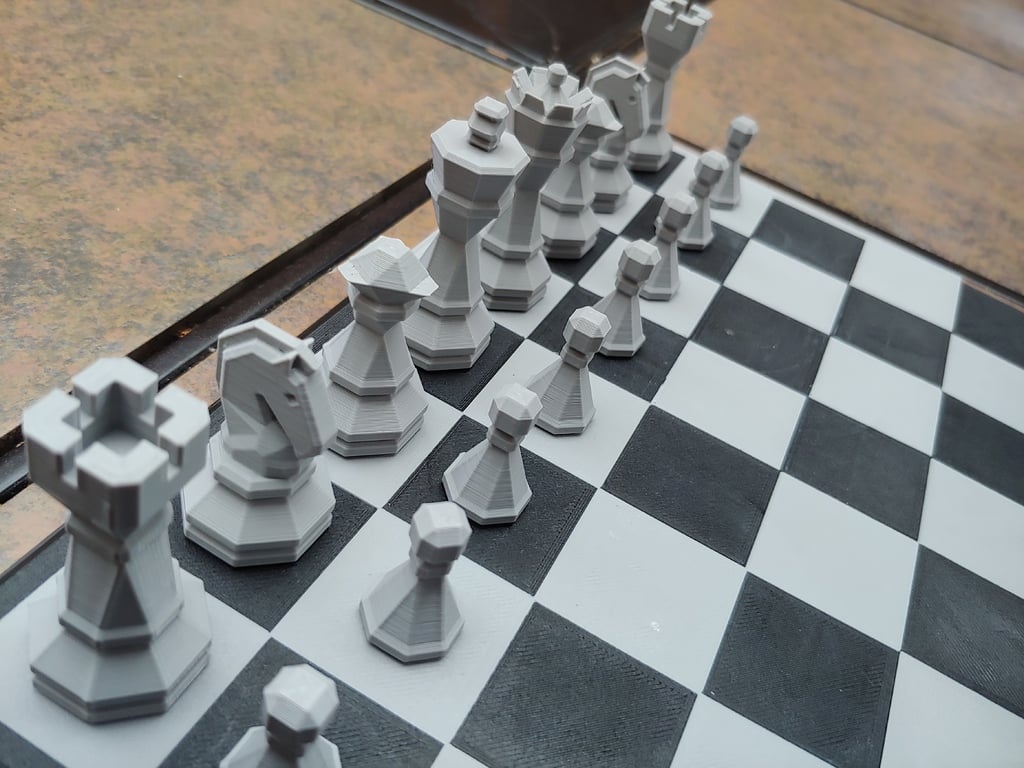 3D-Print-Optimized Geometric Chess Set Pieces