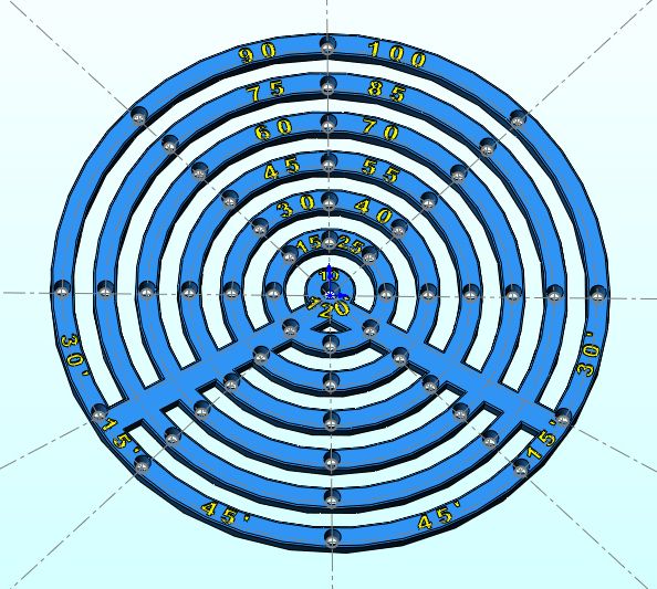 Ruler for drawing circles and dividing them into parts and angles