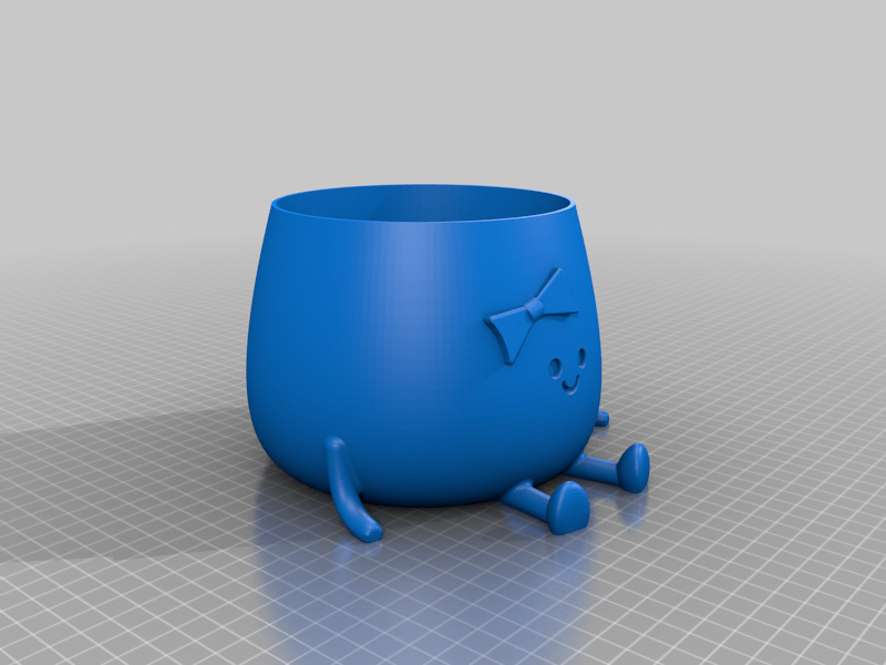Fat Happy Sitting Pot with Drainage Holes and a Bow