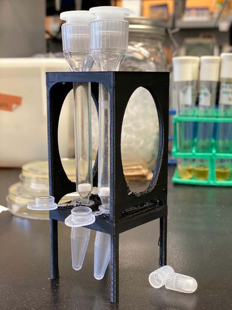 Chromatography column stand with bottom tube rack