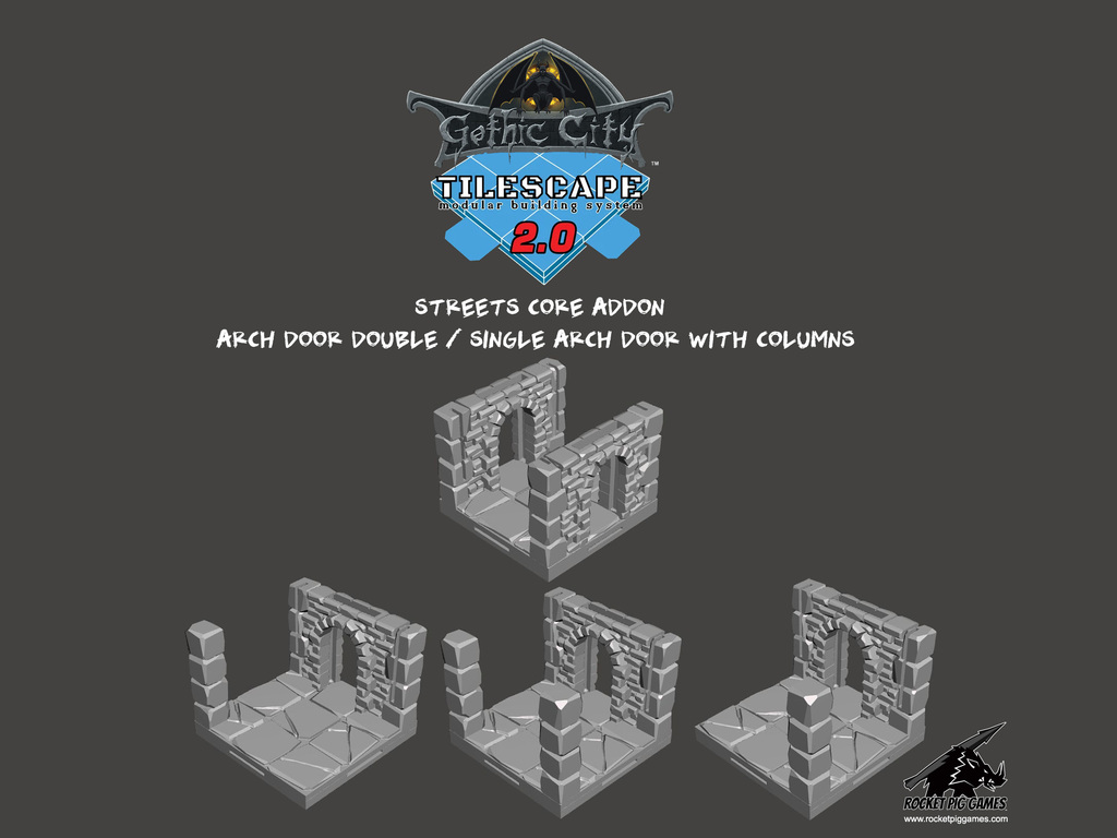 Tilescape™ GOTHIC CITY Addon Street Arch Doors with Columns