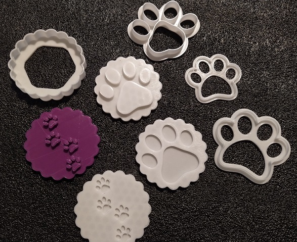 Collection of Paw Print Fondant cutters and stamps