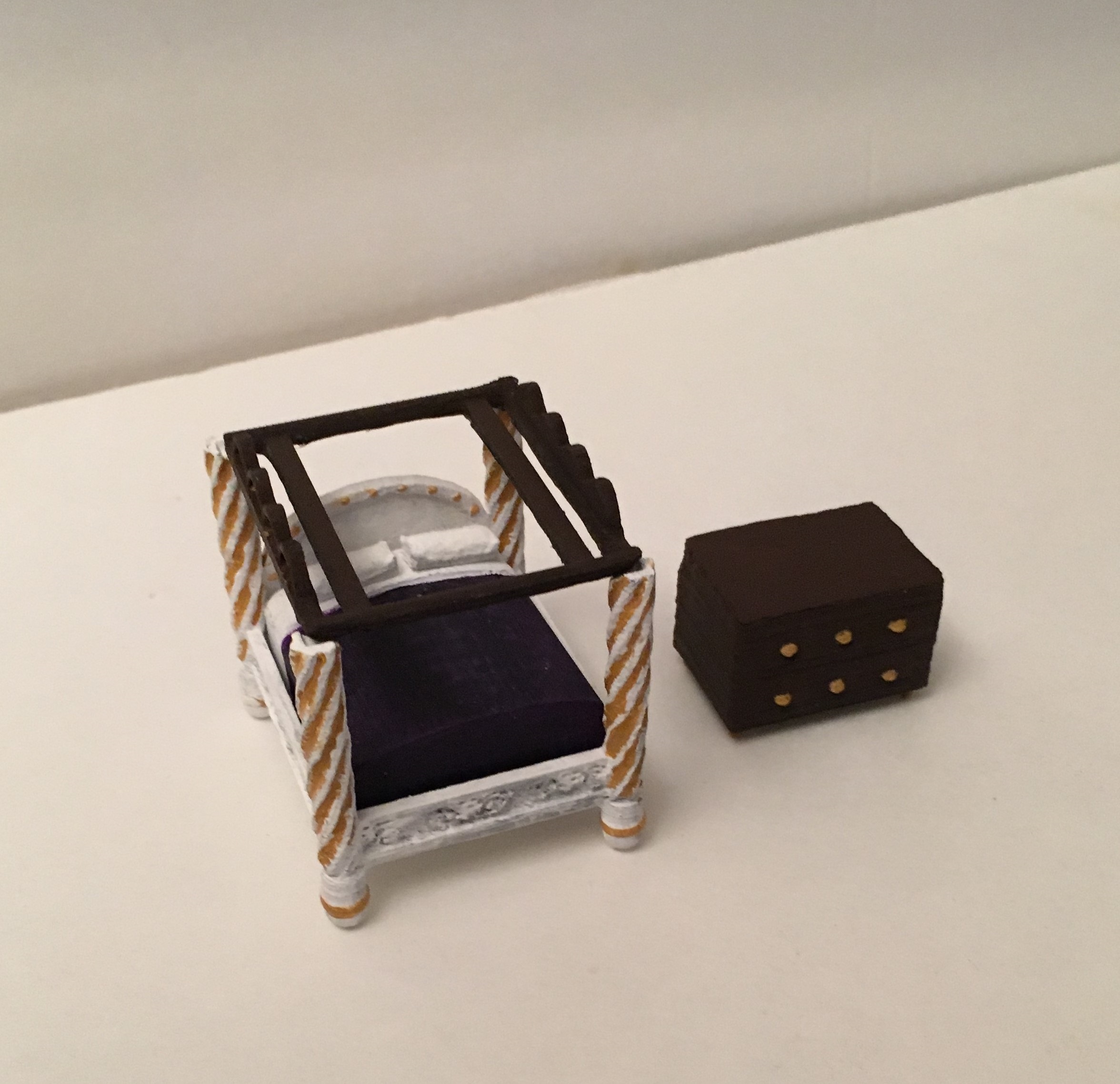 Miniature Canopy Bed with Dresser