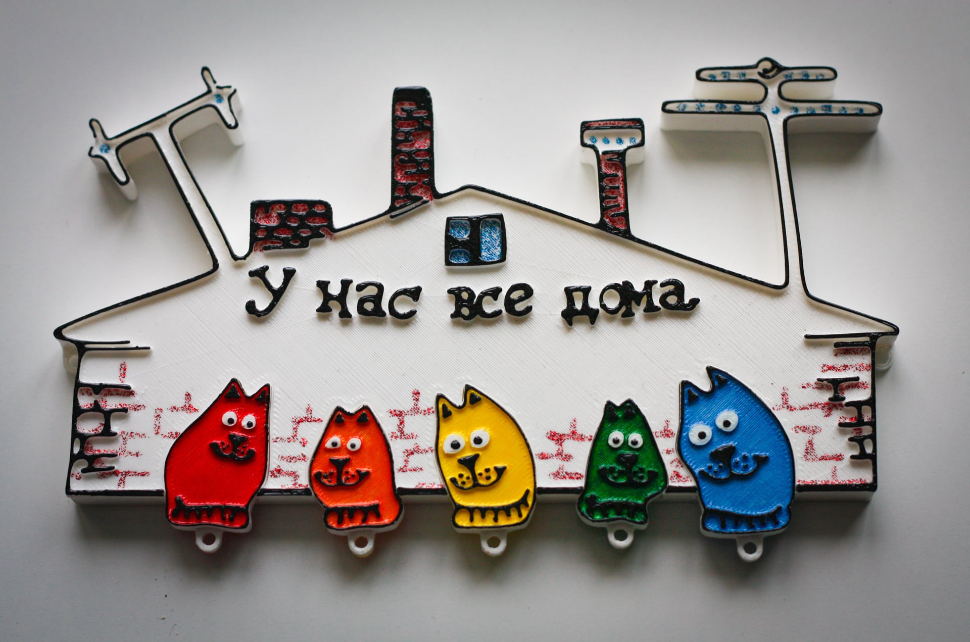 Home keyholder + Keychains-Cats