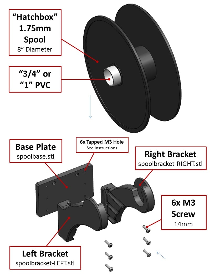 Spool Holder - Wall Mount (Optimized for Hatchbox 1.75mm)