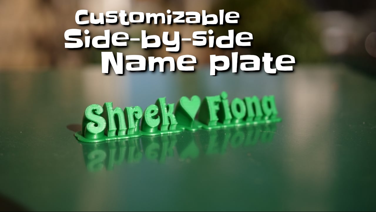 Sweeping side-by-side name plate