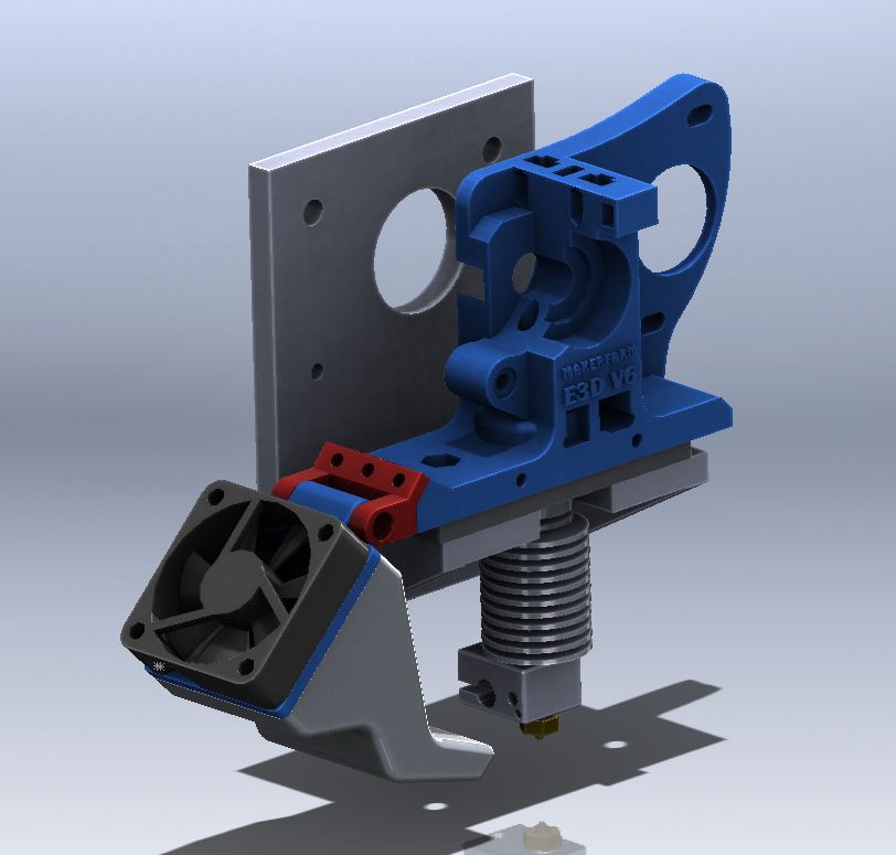 Makerfarm I3v E3d FULL Carriage / Extruder / Fan assembly