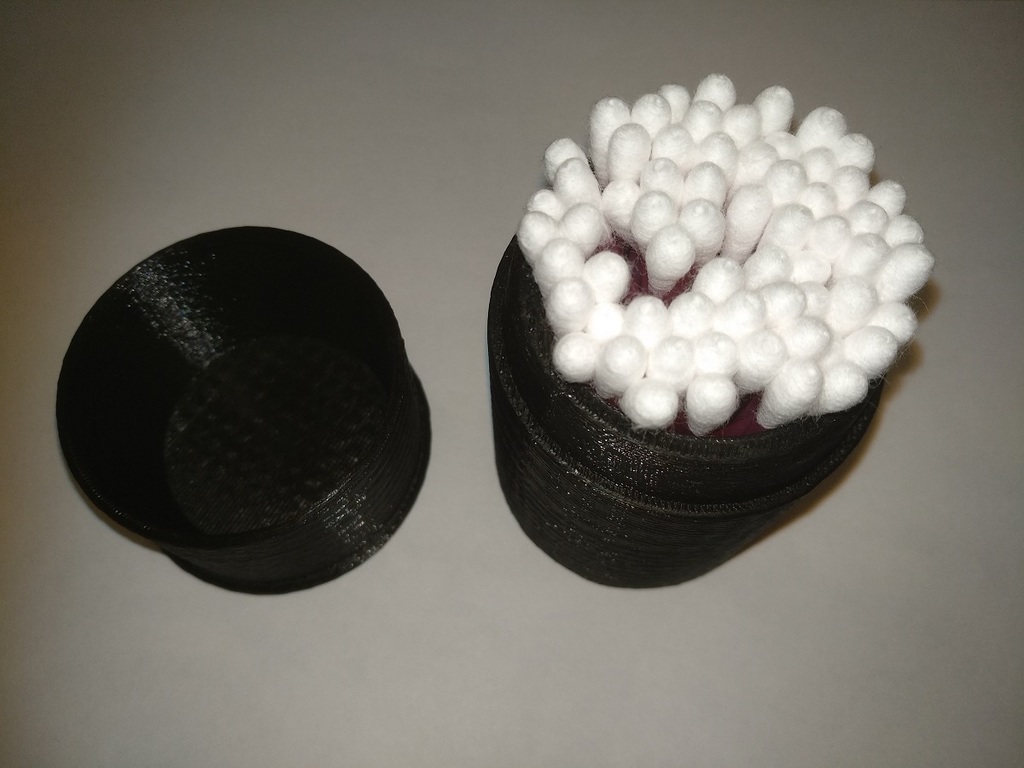 Cylindrical container for cotton swabs