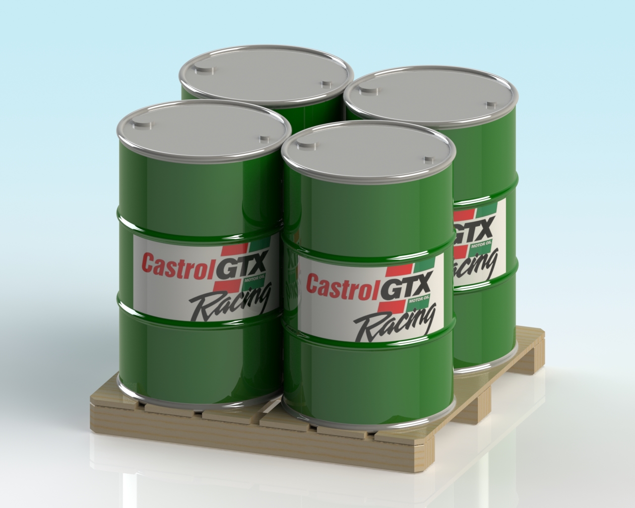 1:32 scale 210lt drum with rack or pallet
