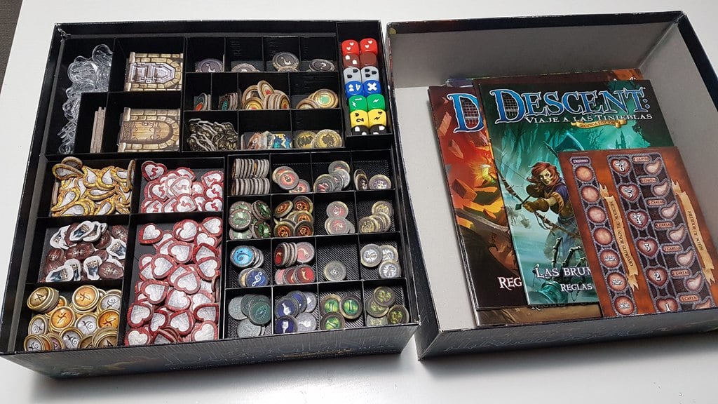 Descent 2nd Edition Modular Insert ALL Expansions in Core Box. Dice, Books, Cards and Tokens