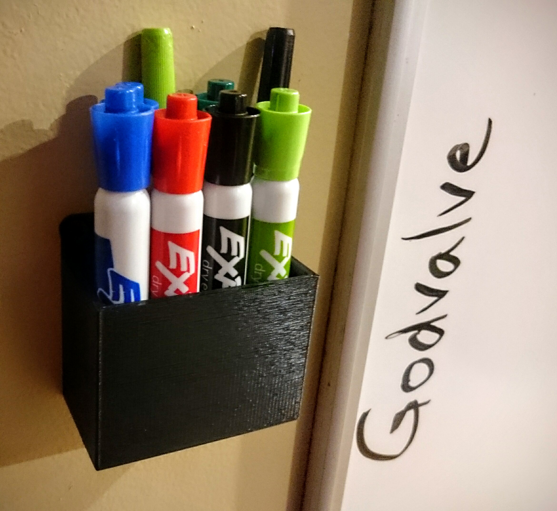 Wall mounted dry erase pen bin