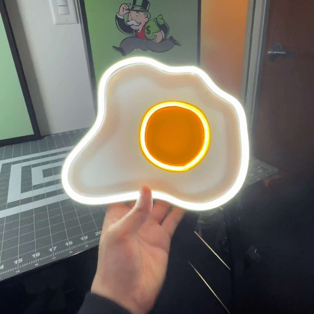 3D Printed Egg Splatter Neon Sign