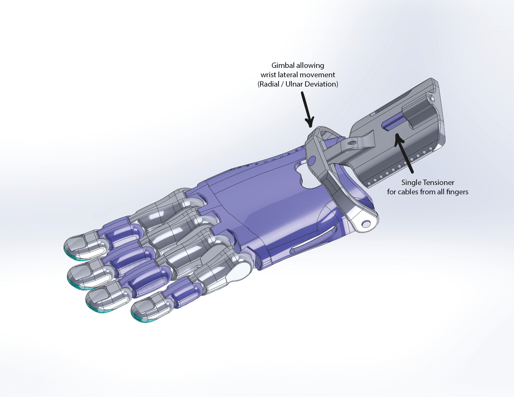 Cathy's Lucky Fin V2 - Prosthetic Hand - Bowden / Push-Pull Variant