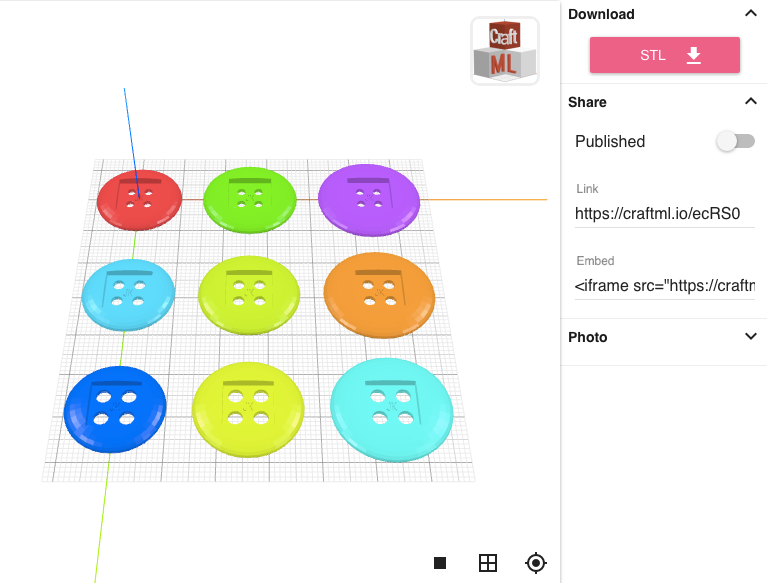 CraftML Button Customizable