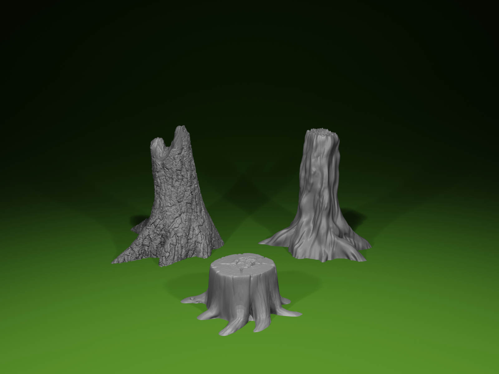 Tree Stump Set – 3 Unique Woodland Bases for Terrain, Dioramas & Miniature Scenery