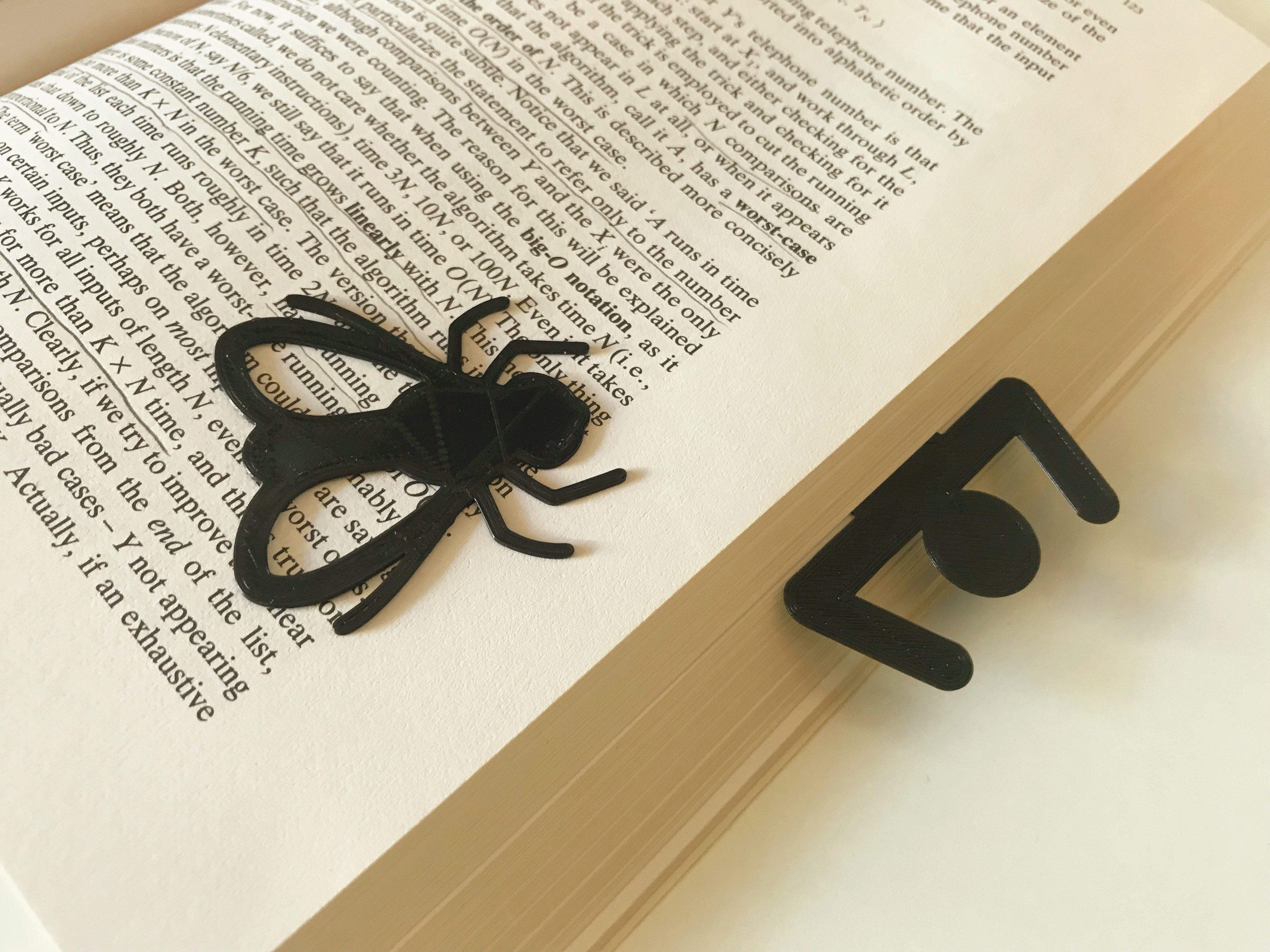 Squeezed-flat bug and stickman bookmarks