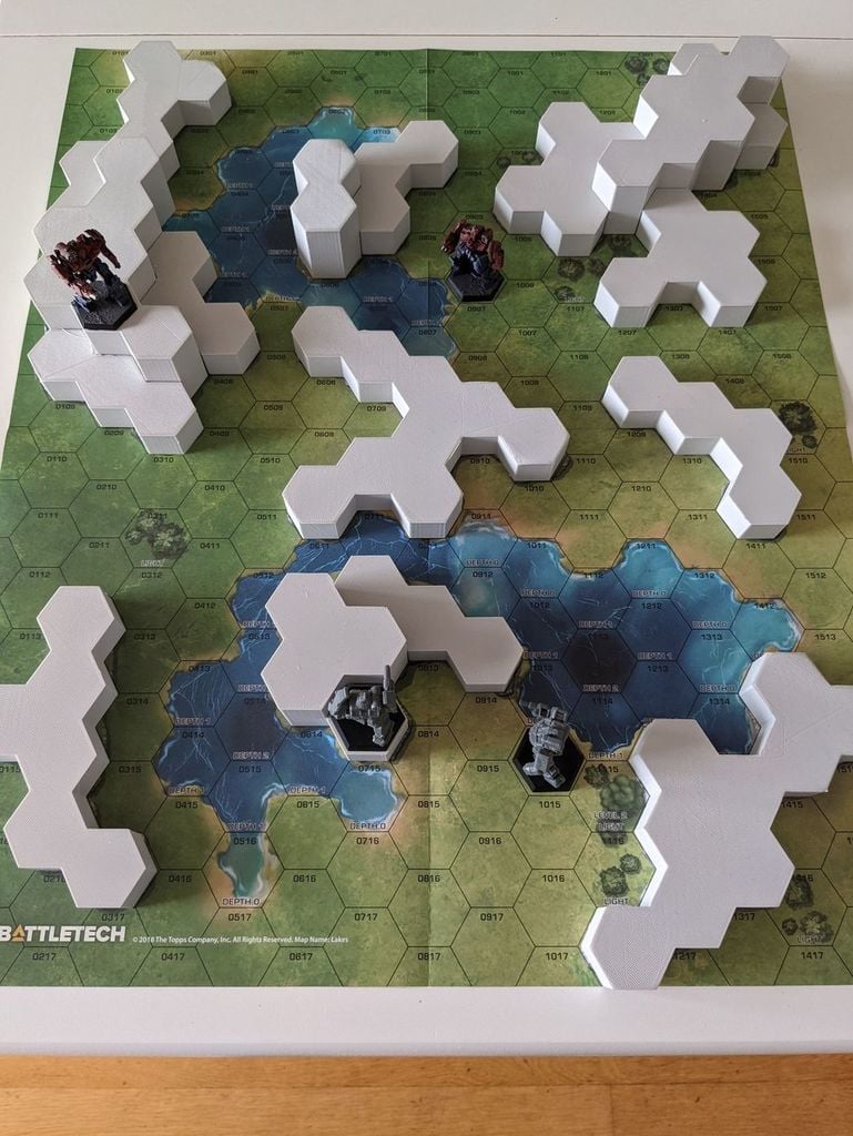 3D Terrain for "Battletech Map Pack Grasslands" Lake and Woodland