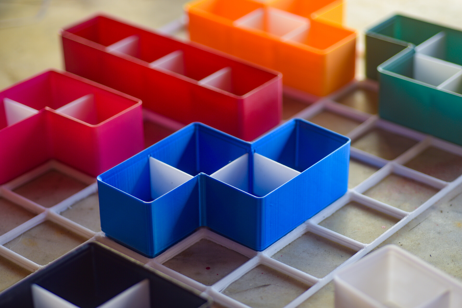 Gridfinity Tetrominoes Bins (Tetris), removable dividers, stackable
