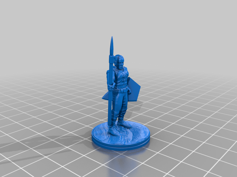 Elven Soldier with Spear and Shield for Tabletop Games