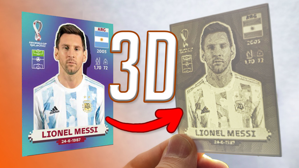 Figurita de Messi en 3D (Album Panini Qatar 2022)