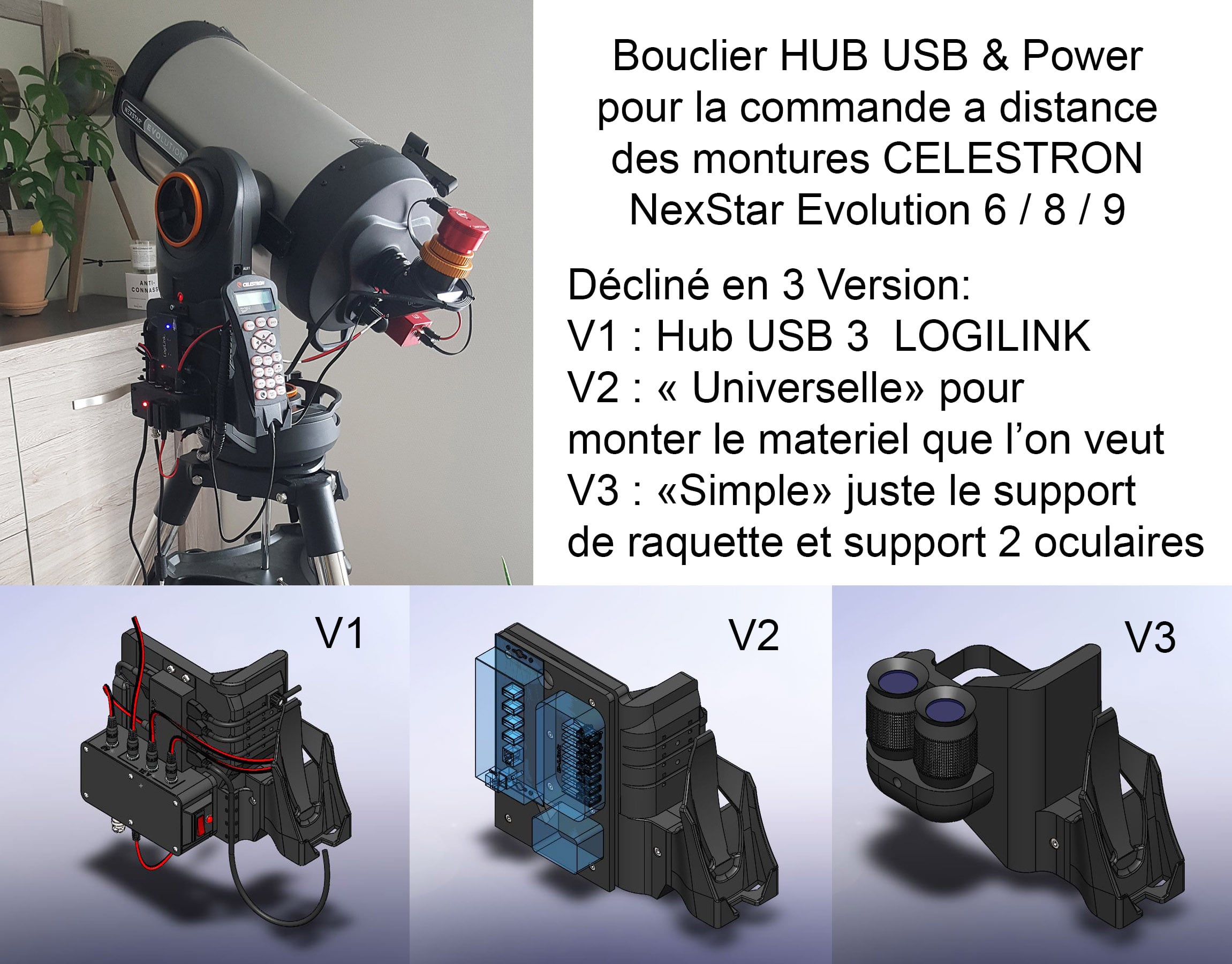 Bouclier HUB USB3 / Power pour NexStar Evolution 6 / 8 / 9