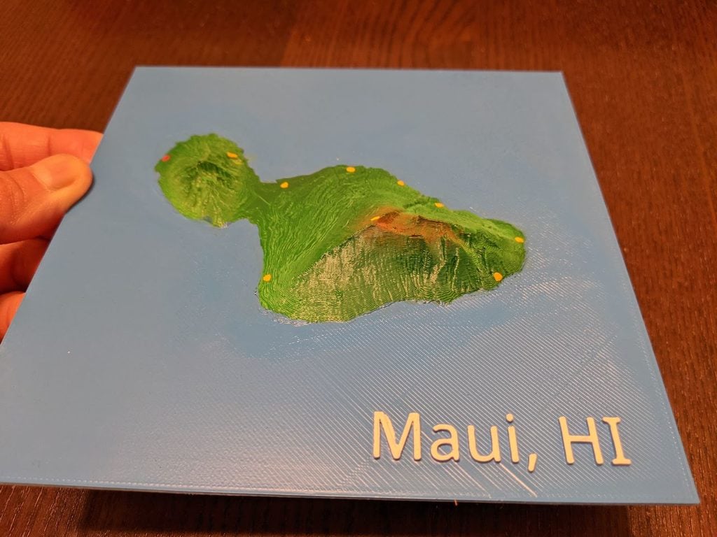 Maui Hawaii 3D topo map 