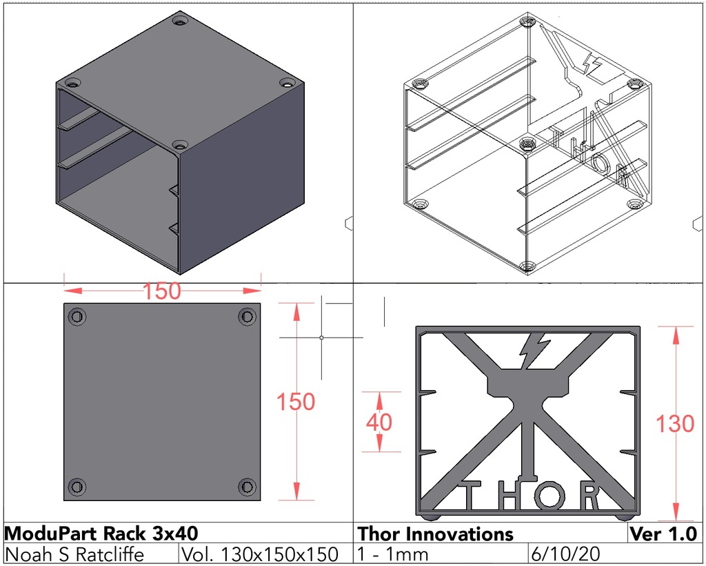 ModuPart Modular Parts Organizer - Rack 3x40