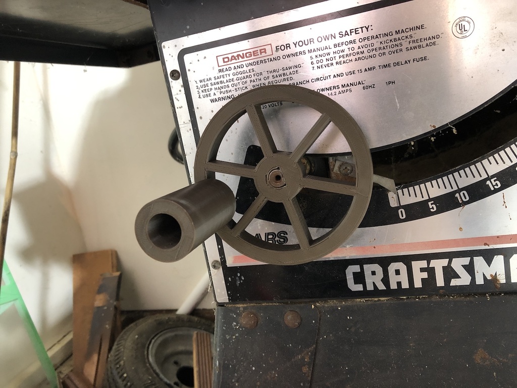Table saw wheel with handle