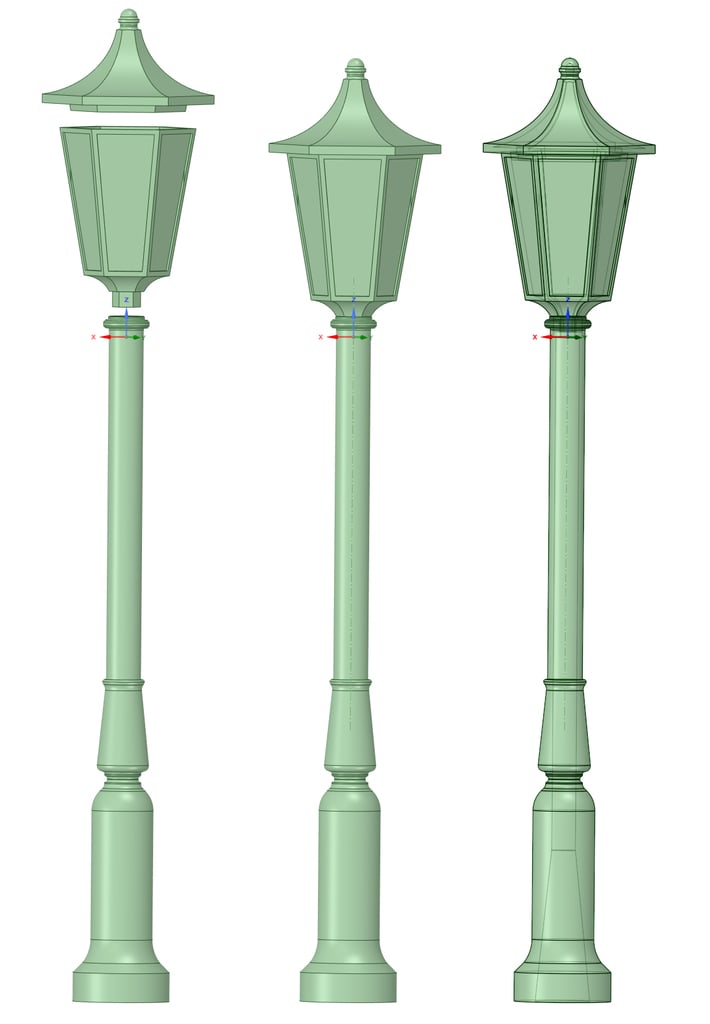 Candelabra vintage lamp street light pillar assembly