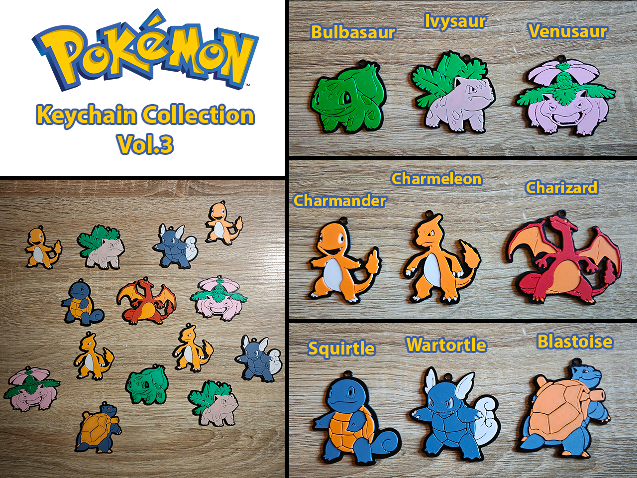 Pokemon Keychain Collection - First Gen Starters