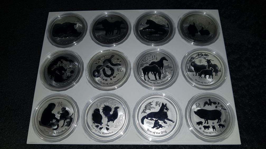 Lunar 2-Set Silber Silver Münze Coin Holder 12x 1 Oz (2008 - 2019)