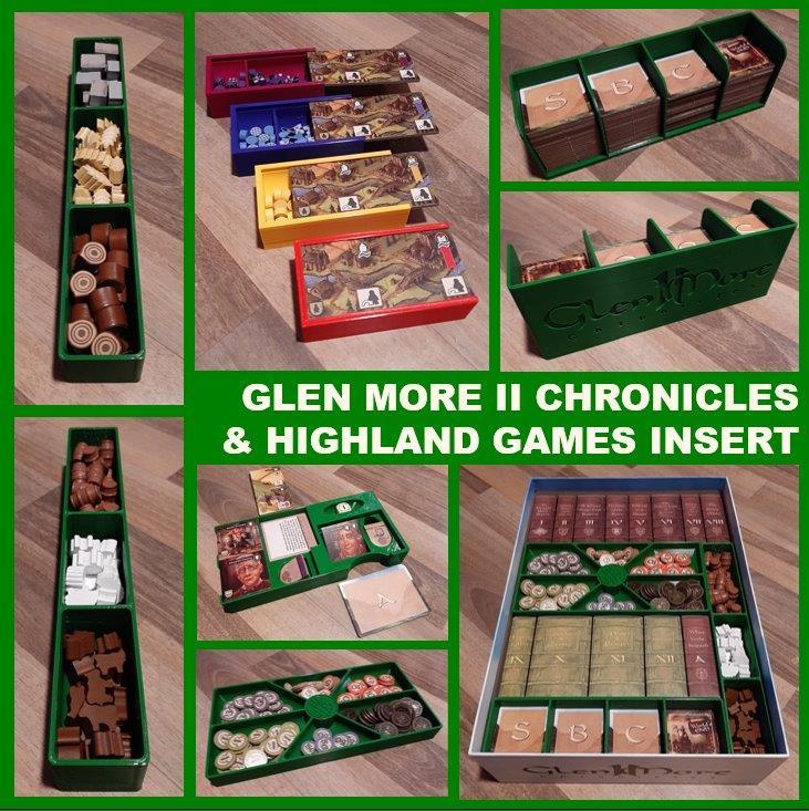 GLEN MORE II (2) CHRONICLES Boardgame Insert WITH Highland Games AND all Promos